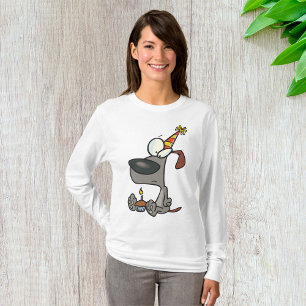 Trauriger Geburtstagshund-Cartoon mit Cupcake T-Shirt
