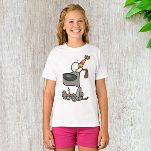 Trauriger Geburtstagshund-Cartoon mit Cupcake T-Shirt