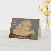 trauriger Golden Retriever verspäteter Geburtstag Karte (Gelbe Blume)