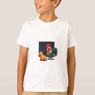 Trauriger Hahn und kleine Dinosaurier-Kinder T-Shirt