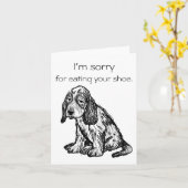 Trauriger Hund entschuldigt sich dafür, dass er de Karte (Gelbe Blume)