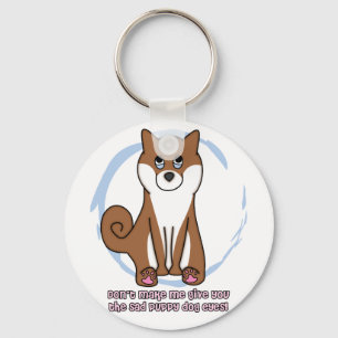 Trauriger Hund mustert Shiba Inu Schlüsselanhäng Schlüsselanhänger