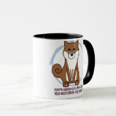 Trauriger Hund mustert Shiba Inu Tasse (VorderseiteRechts)