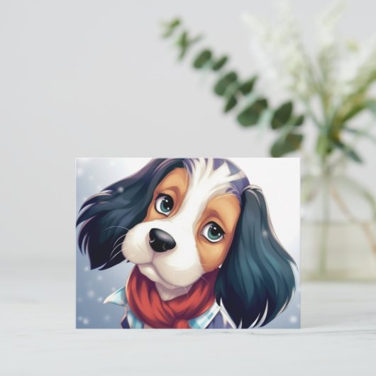 Trauriger Hund Postkarte (Stehend Vorderseite)