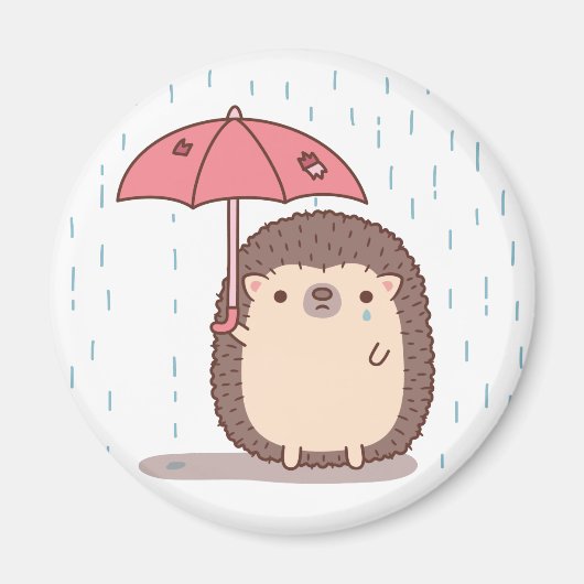 Trauriger Igel mit Regenschirm Magnet (Vorne)