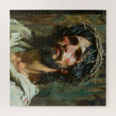 Trauriger Jesus in Krone Puzzle (Horizontal)