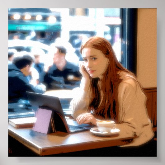"Trauriger Kaffee" Poster Druck Wandkunst Design (Vorne)