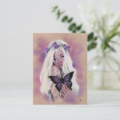 Trauriger lila Märchenschmetterling Postkarte (Stehend Vorderseite)