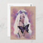 Trauriger lila Märchenschmetterling Postkarte (Vorne/Hinten)