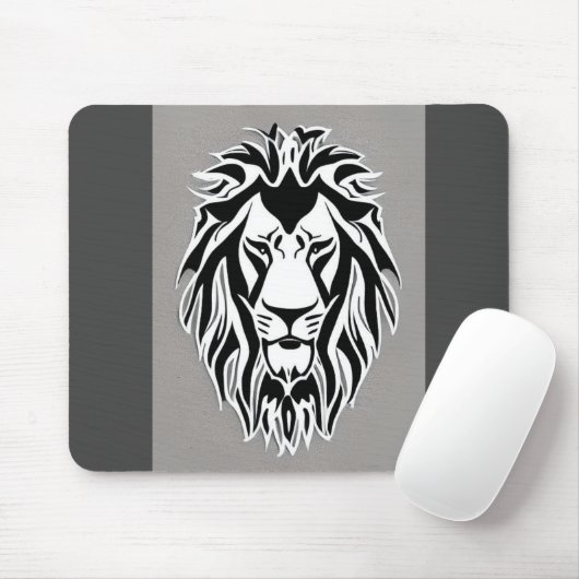 Trauriger Löwe schwarzer und weißer dekaler grauer Mousepad (Mit Mouse)