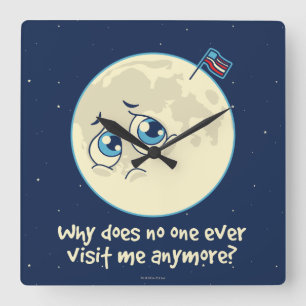 Trauriger Mond Quadratische Wanduhr