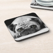 Trauriger Mops Getränkeuntersetzer (Linke Seite)