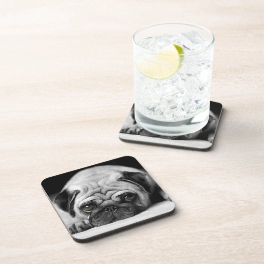 Trauriger Mops Getränkeuntersetzer (Rechte Seite)
