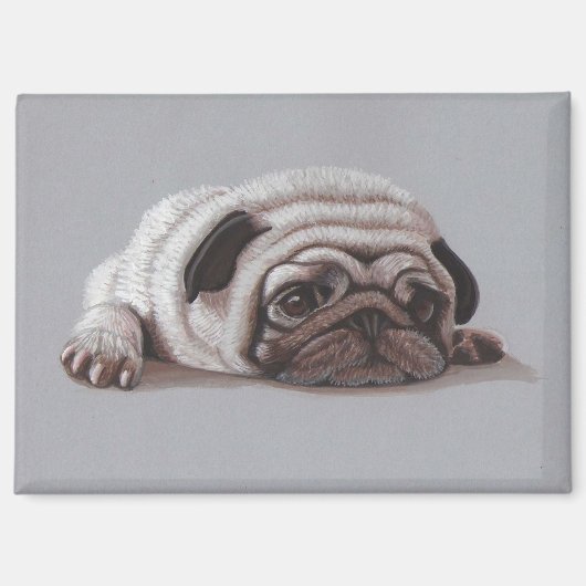 Trauriger Mops Magnet (Vorderseite)