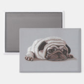 Trauriger Mops Magnet (Vorderseite/Rückseite)