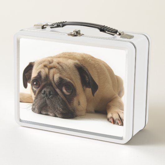 Trauriger Mops Metall Brotdose (Vorderseite)