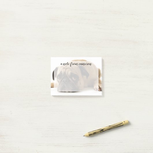 Trauriger Mops Post-it Klebezettel (Auf Schreibtisch)