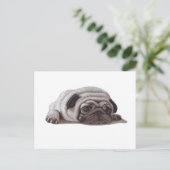 Trauriger Mops Postkarte (Stehend Vorderseite)