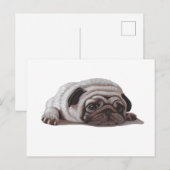 Trauriger Mops Postkarte (Vorne/Hinten)