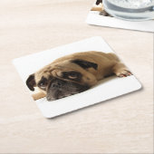 Trauriger Mops Rechteckiger Pappuntersetzer (angewinkelt)