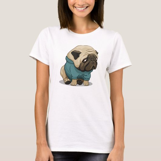 Trauriger Mopshund T-Shirt (Vorderseite)