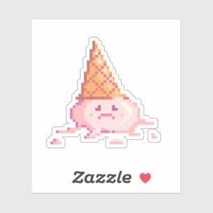 Trauriger Pixel-Art-Eisbecher  Aufkleber