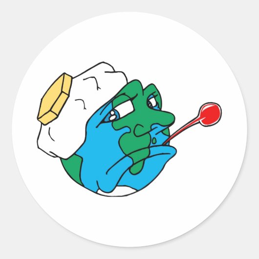 Trauriger Planet Runder Aufkleber (Vorderseite)