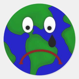 Trauriger Planeten-Erdentwurf Runder Aufkleber