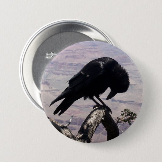 Trauriger Raben-Knopf 01 Button (Vorne & Hinten)