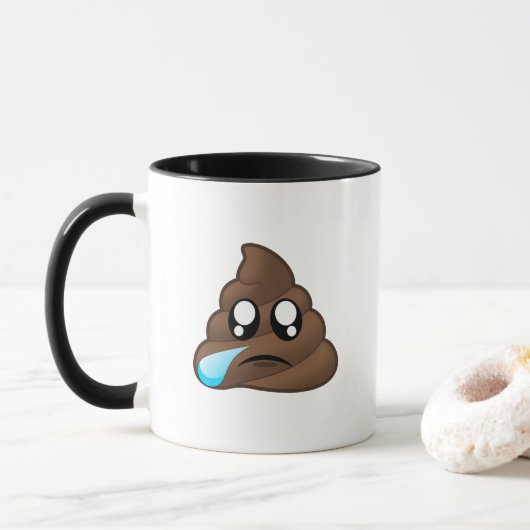 Trauriger Riss kacken Emoji Tasse (Mit Donut)