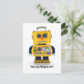 Trauriger Spielzeugroboter Postkarte (Stehend Vorderseite)