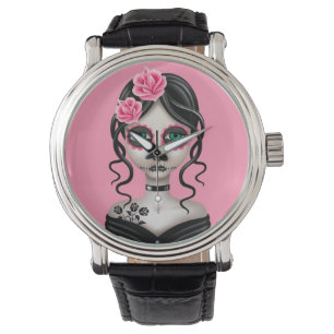 Trauriger Tag des toten Mädchens auf Rosa Armbanduhr