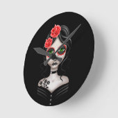 Trauriger Tag des toten Mädchens auf Schwarzem Runde Wanduhr (Winkel)