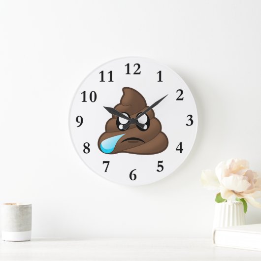 Trauriger Tear Kacke Emoji Große Wanduhr (Zuhause)
