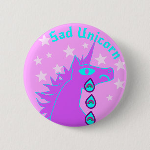 Trauriger Unicorn-schreiendes Regenbogen-Button Button