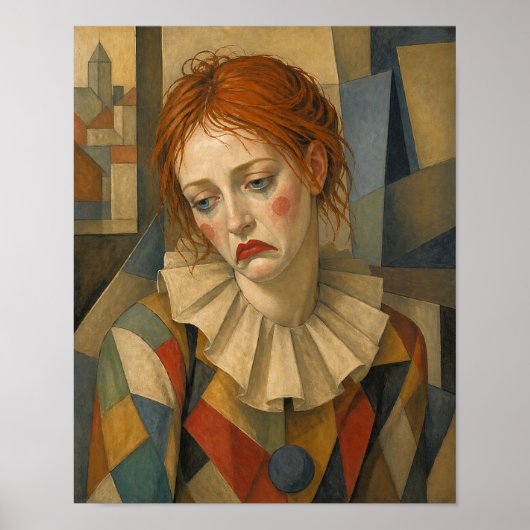 Trauriger weiblicher Clown Poster (Vorne)