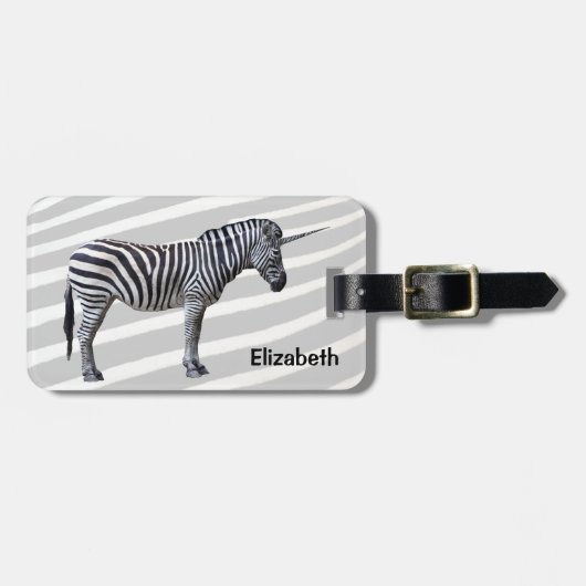 Trauriger Zebra-Einhorn-Gepäckanhänger Gepäckanhänger (Vorderseite horizontal)