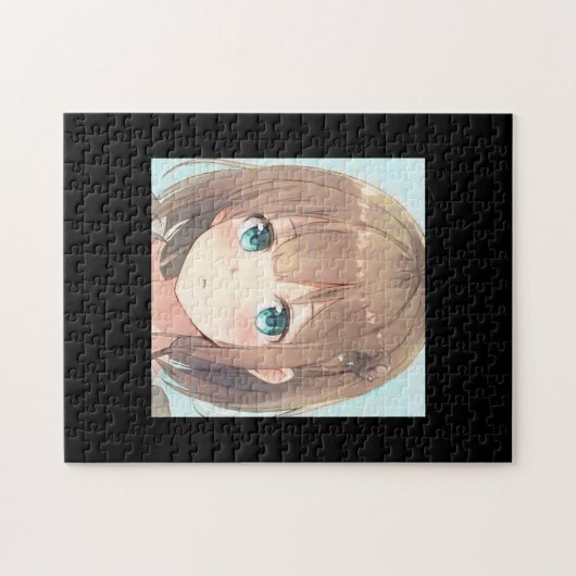 Trauriges braunes Haar smaragdgrüne Augen Anime Ma Puzzle (Horizontal)