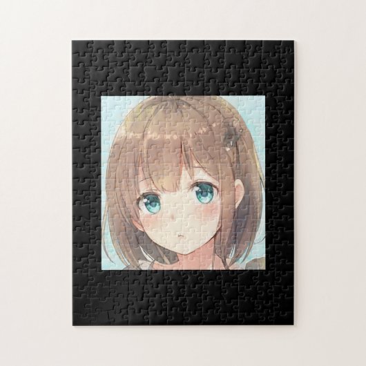 Trauriges braunes Haar smaragdgrüne Augen Anime Ma Puzzle (Vertikal)