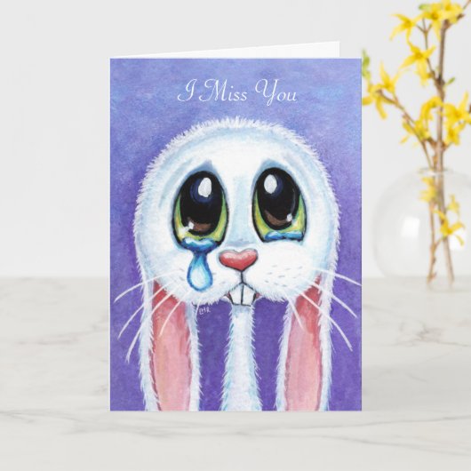 Trauriges Bunny Rabbit - Sie - personalisierbar Karte (Gelbe Blume)