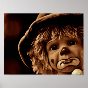 Trauriges Clown-Puppen-Gesicht Poster