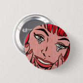 Trauriges Comic Button (Vorne & Hinten)
