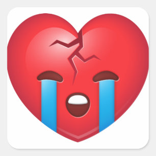 Trauriges defektes Herz Emoji Quadratischer Aufkleber