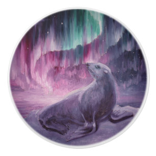 Trauriges einsames Siegel Keramikknauf