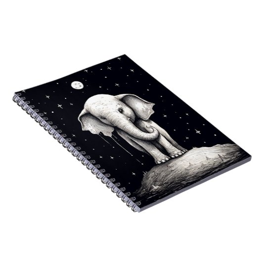 Trauriges Elephant Moon-Notebook Notizblock (Rechte Seite)