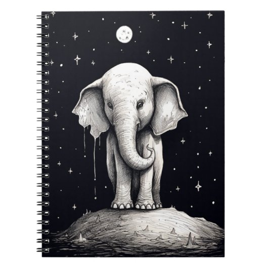 Trauriges Elephant Moon-Notebook Notizblock (Vorderseite)