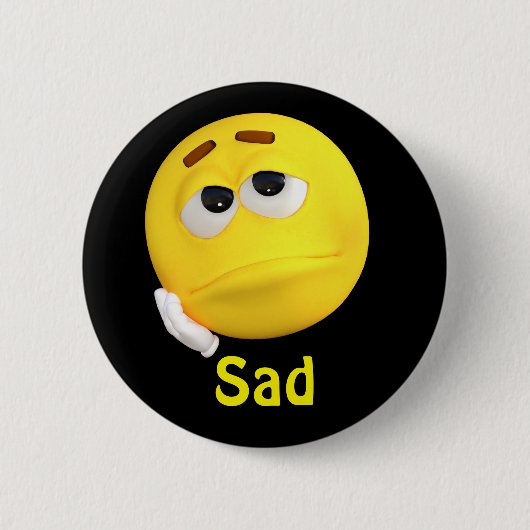 Trauriges Emoji Emoticon-Cartoon-Gesicht Button (Vorderseite)