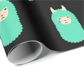 Trauriges Emoji Lama Geschenkpapier (Rolleneckpunkt)