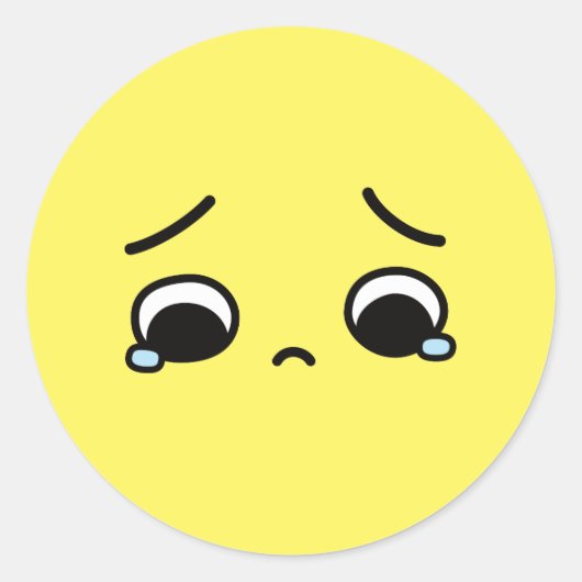 Trauriges Gefühl in Emoji-Gelb Runder Aufkleber (Vorderseite)