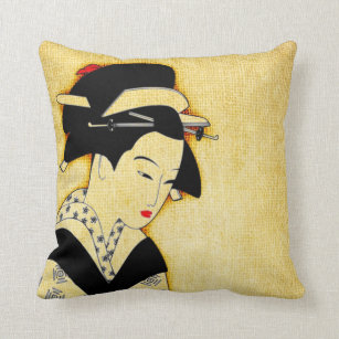 Trauriges Geisha-weich Gelb Kissen